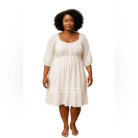 Kings Road Size 2x Elegant White Lace Dress - Picture 1 of 6